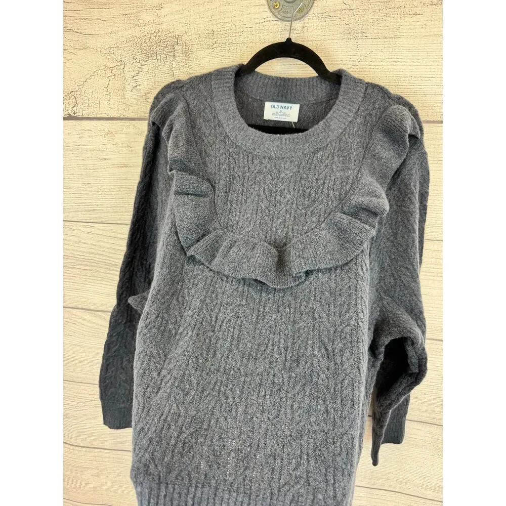 Old Navy Plus Size Blue Ruffle Knit Relaxed Sweater Size 3X